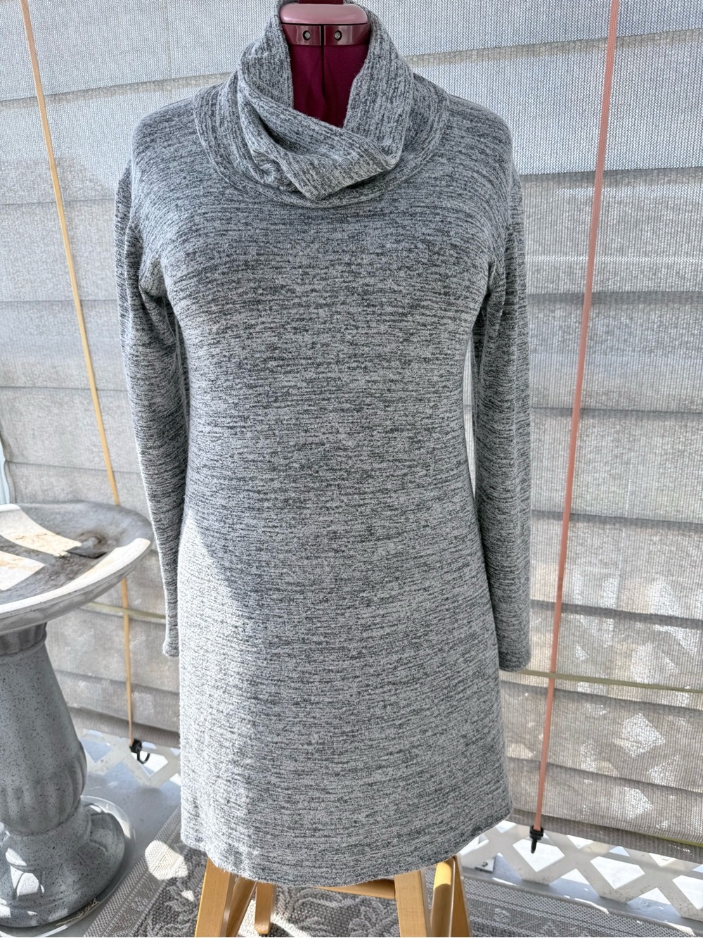 Cozy Gray Cowl-Neck Sweater Dress
